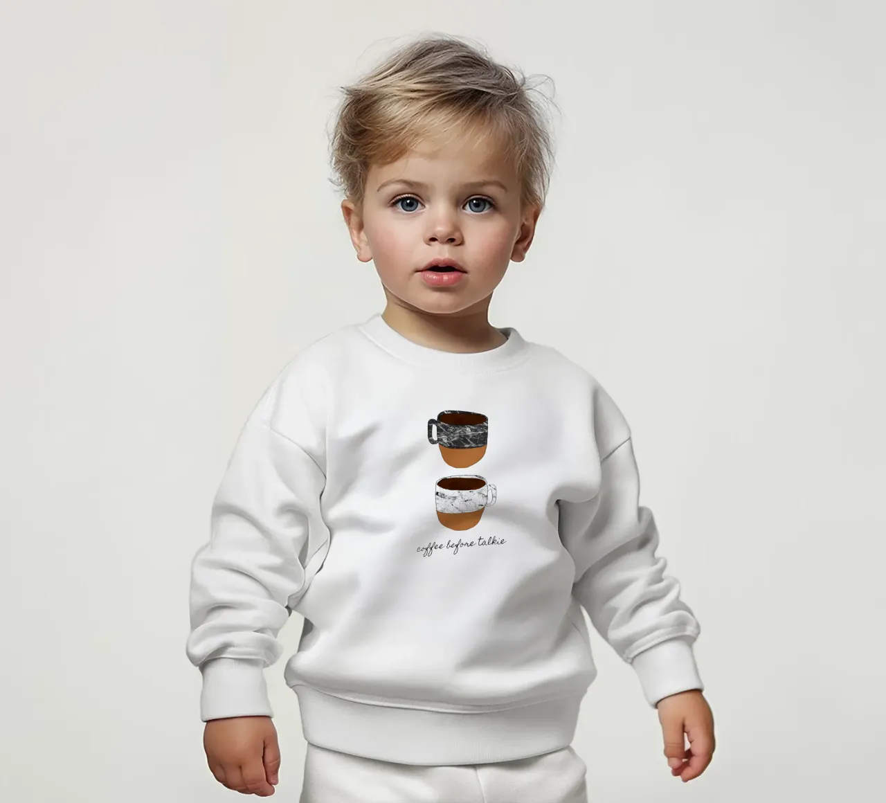 Caffè prima di parlare felpa neonato da Orara Studio