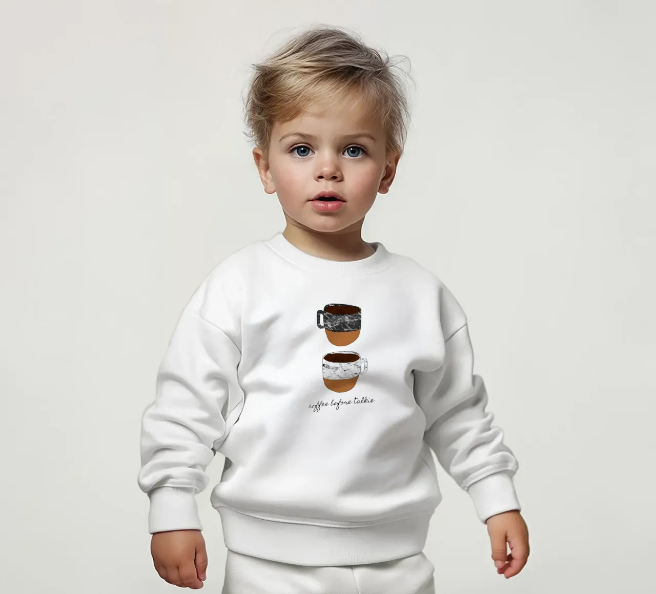 Koffie voor talkie baby sweatshirt van Orara Studio