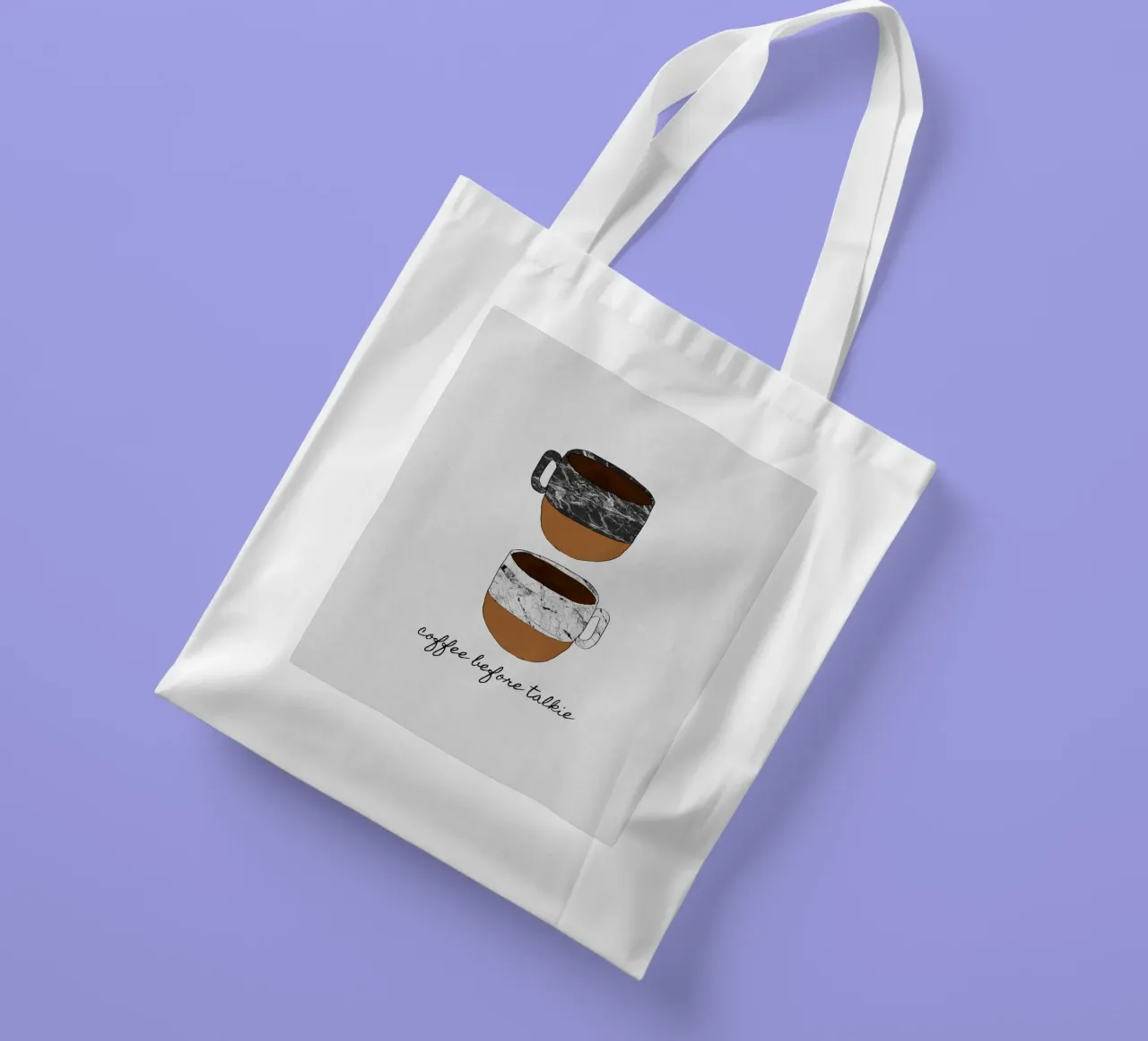 Caffè prima di parlare borsa in juta da Orara Studio