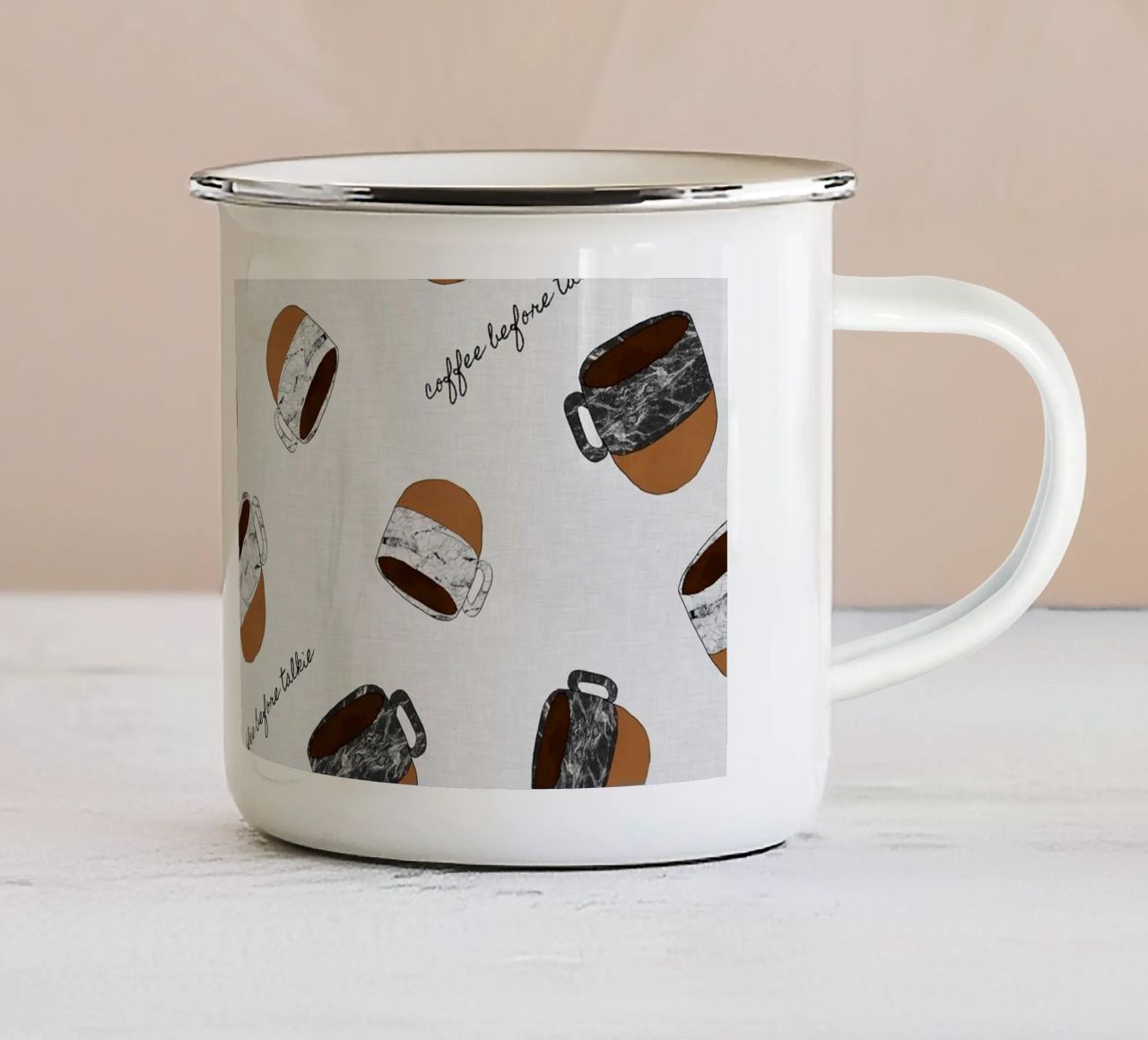 Caffè prima di parlare tazza in smalto da Orara Studio