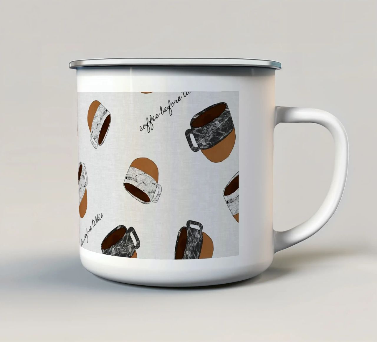 Caffè prima di parlare tazza in smalto da Orara Studio