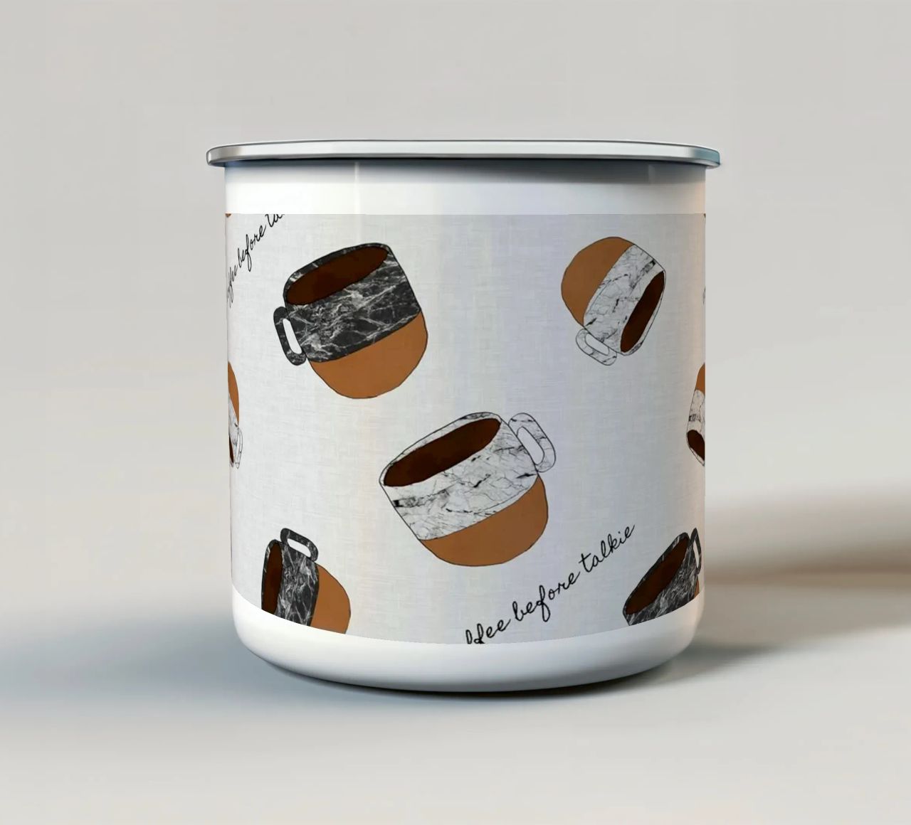 Caffè prima di parlare tazza in smalto da Orara Studio