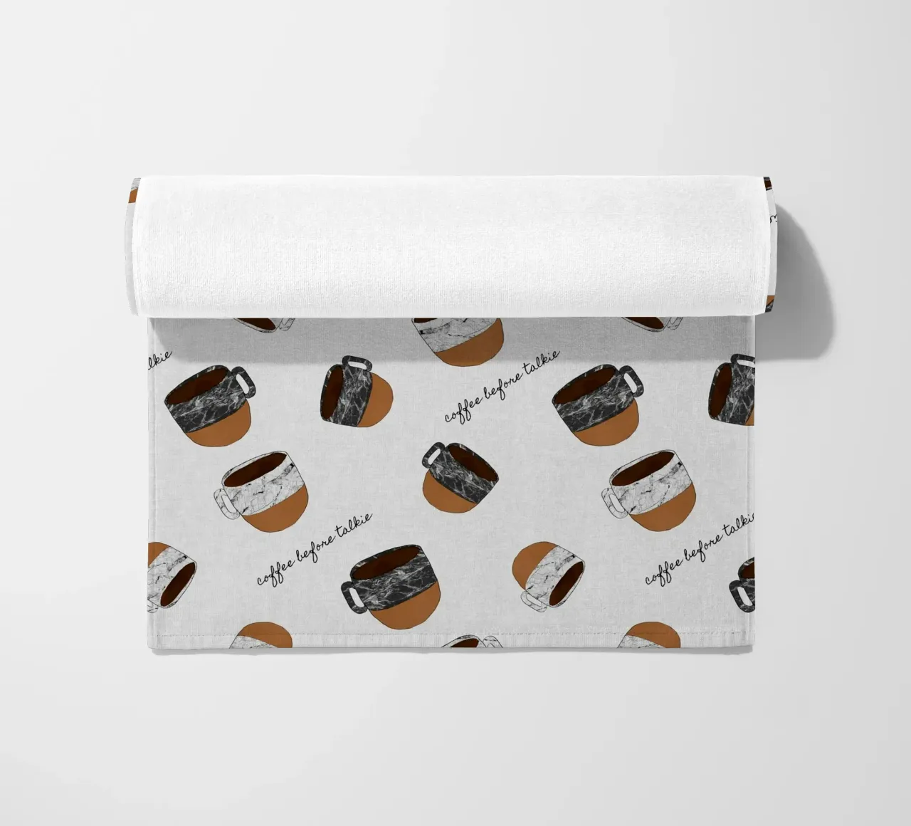 Caffè prima di parlare telo mare da Orara Studio