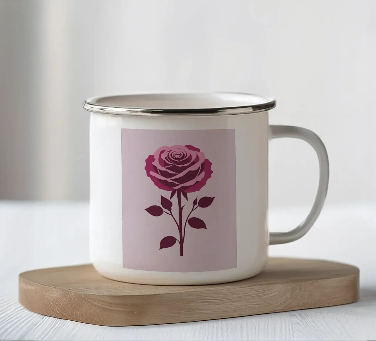 rosa rossa tazza in smalto da botanical shop