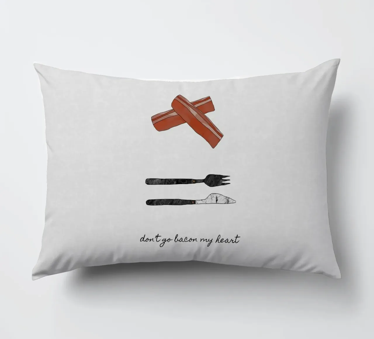 Don't Go Bacon My Heart decorative cushion by Orara Studio
