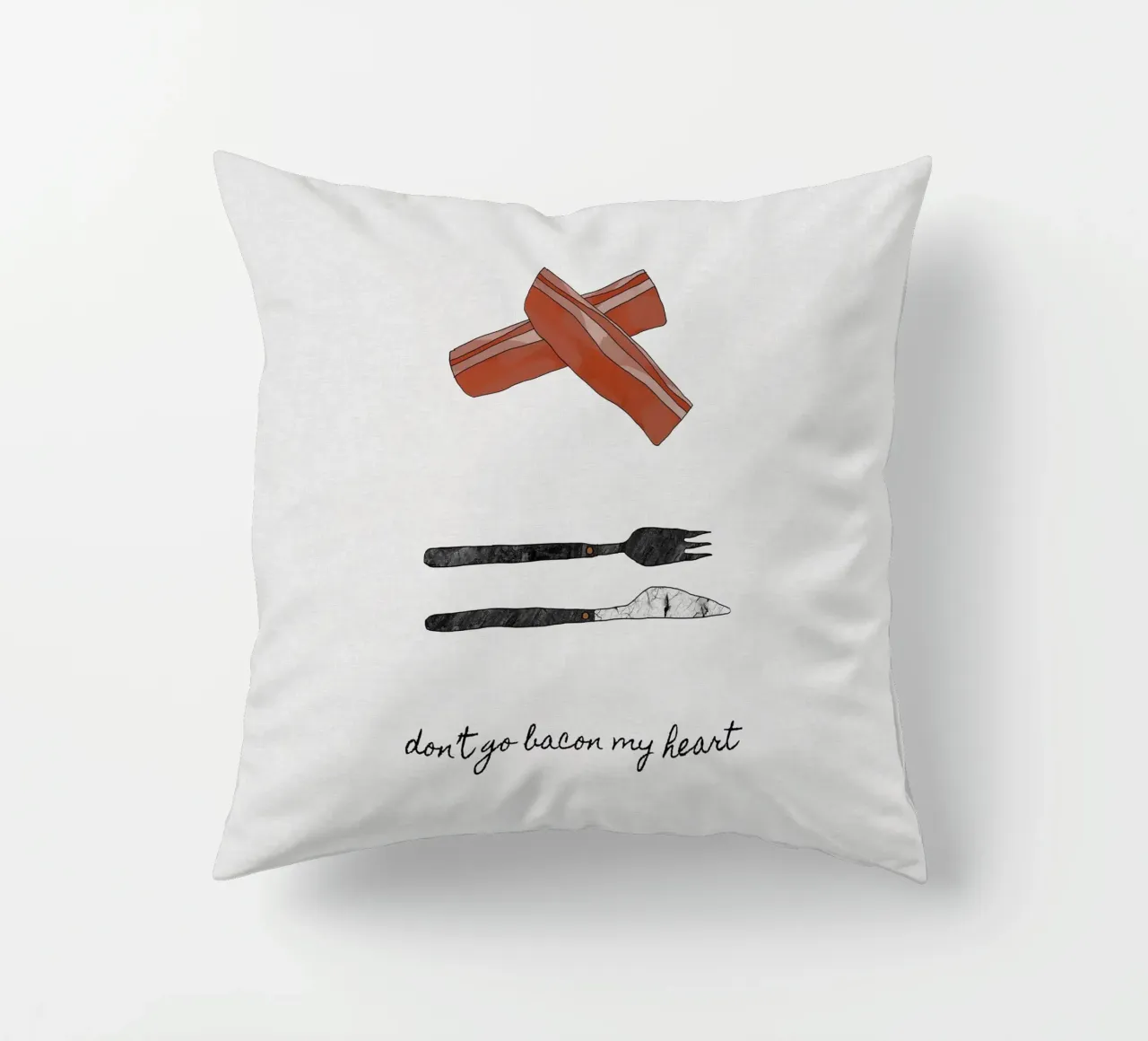 Don't Go Bacon My Heart decorative cushion by Orara Studio