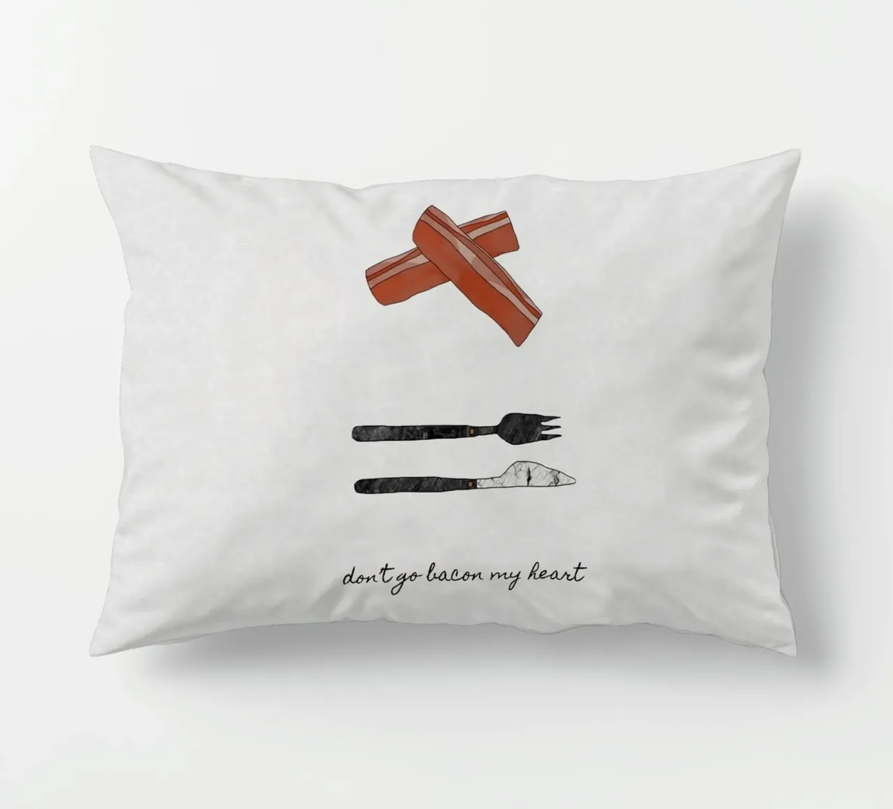 Don't Go Bacon My Heart decorative cushion by Orara Studio