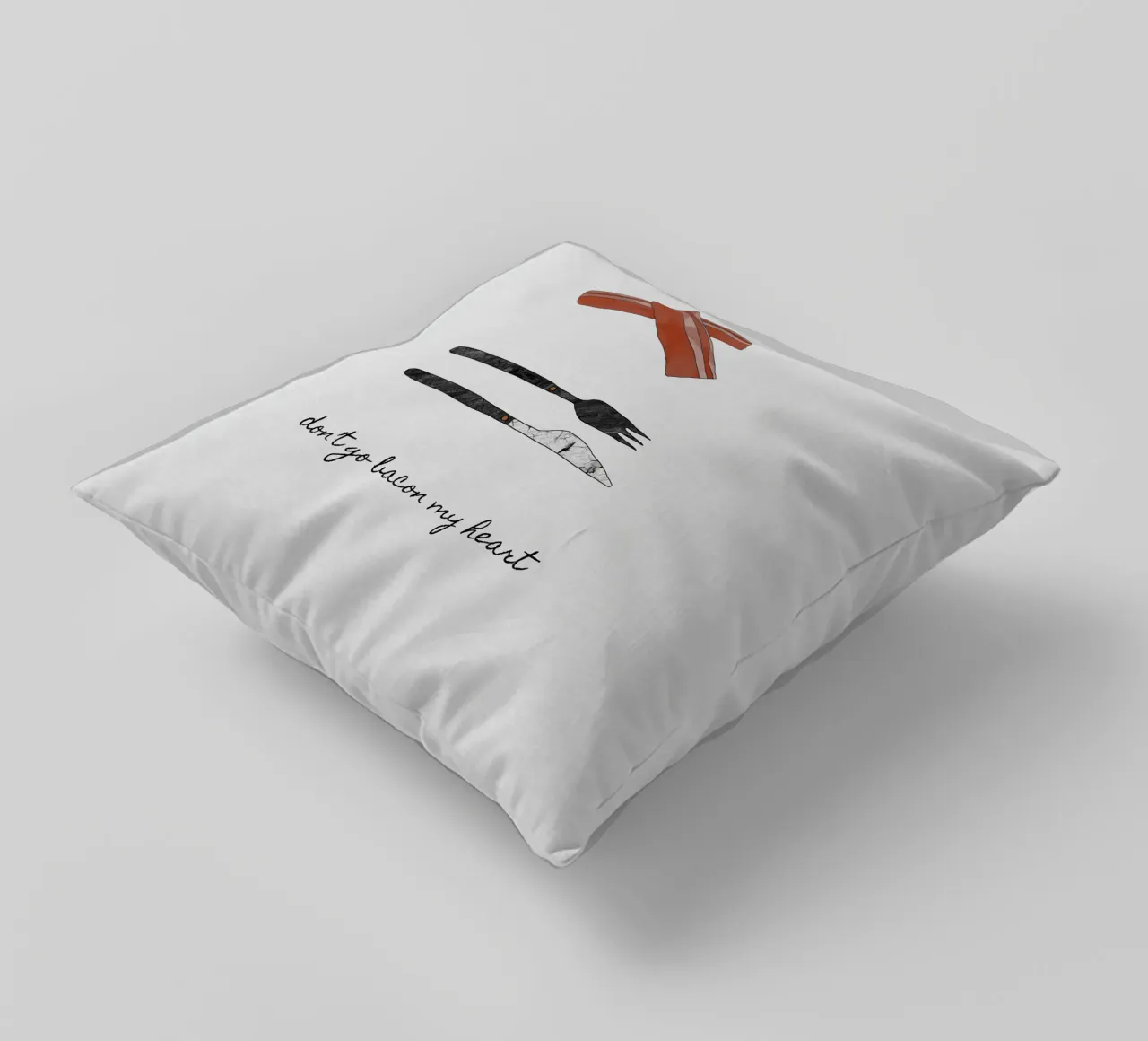 Don't Go Bacon My Heart decorative cushion by Orara Studio
