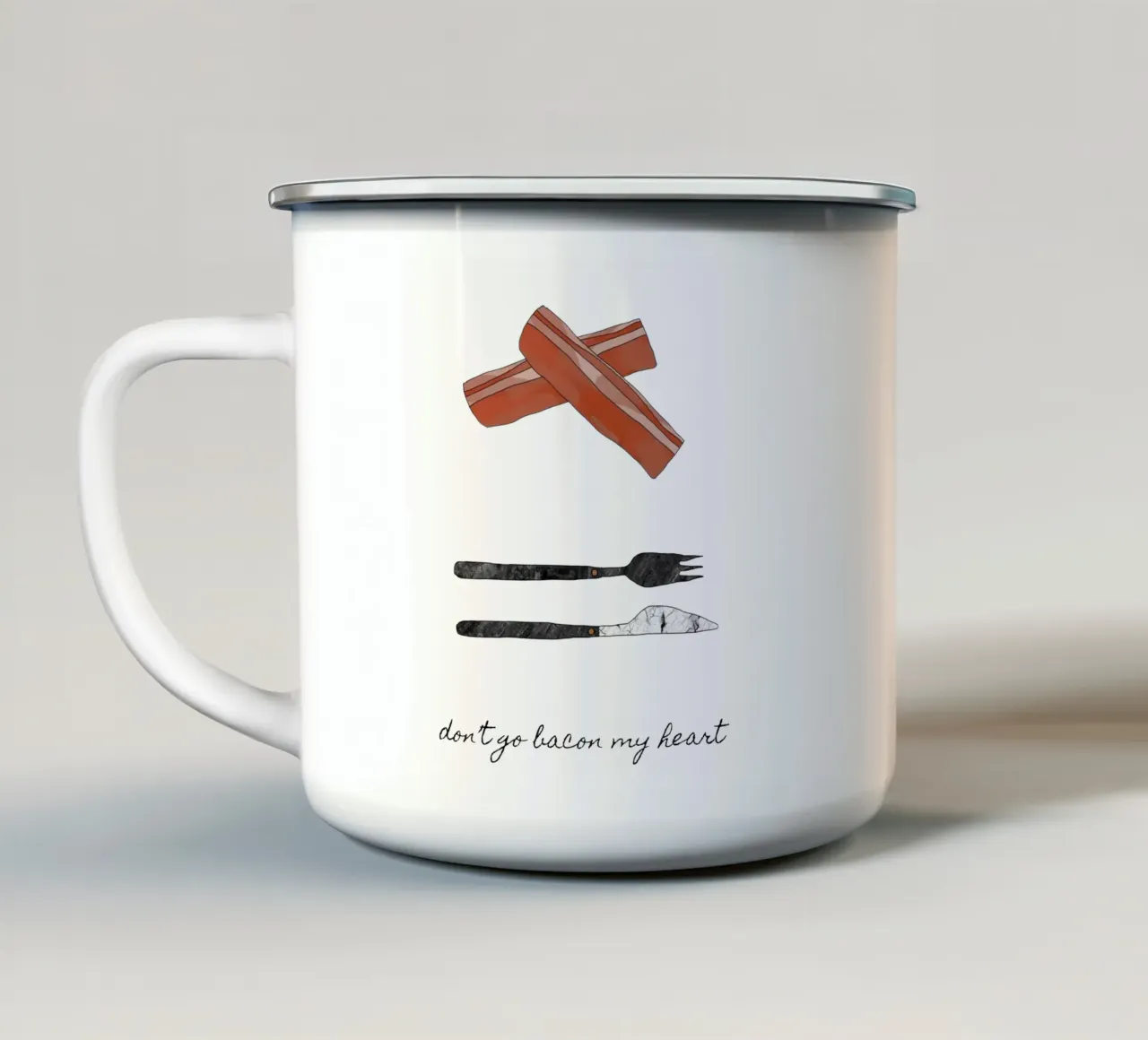 Non fare il Bacon del mio cuore tazza in smalto da Orara Studio