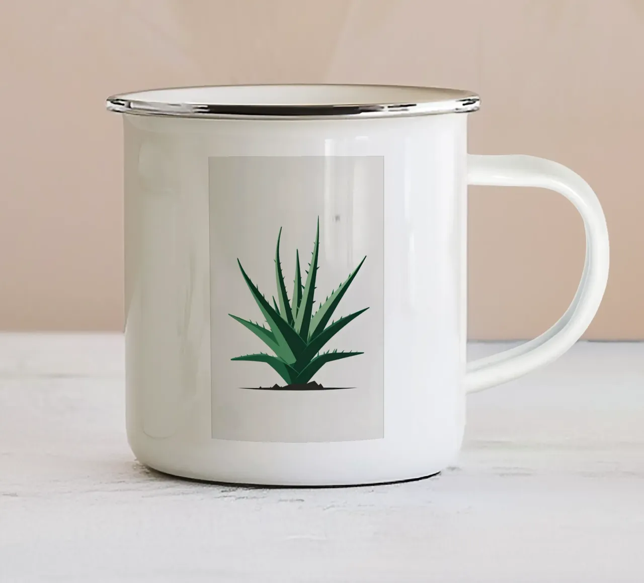 pianta di aloe semplice tazza in smalto da botanical shop