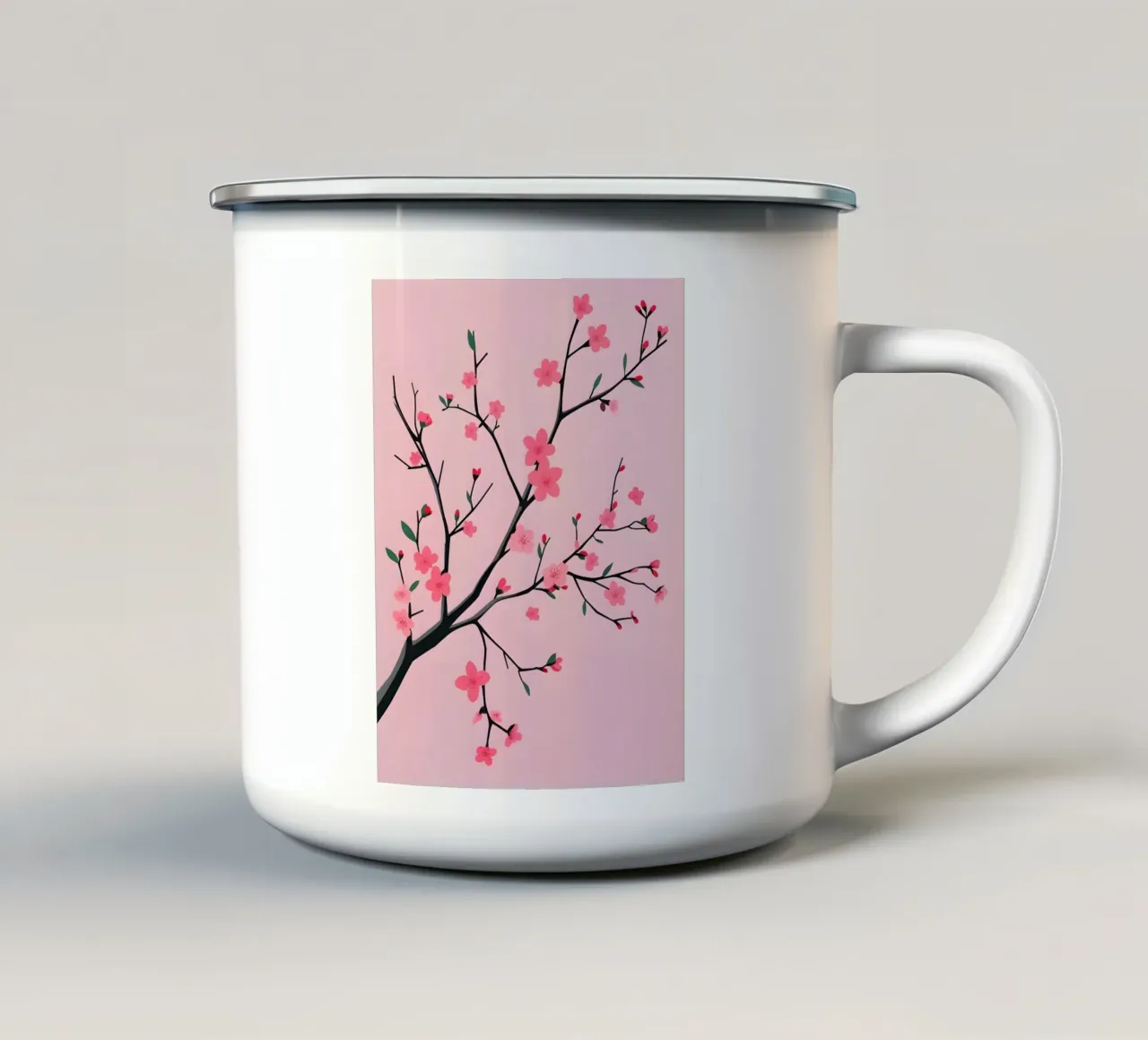 ramo di ciliegio in fiore tazza in smalto da botanical shop