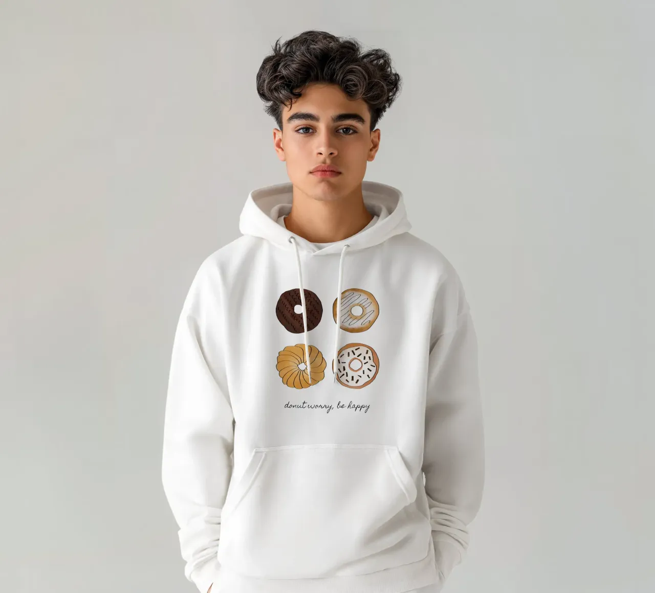 Non preoccupatevi di essere felici felpa con cappuccio da Orara Studio