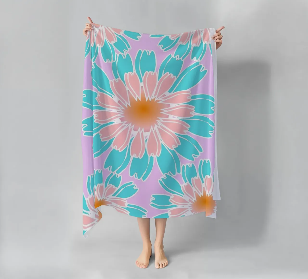 Abstract Hand-Drawn Daisy Pattern telo mare da Gerarldking Mellisa