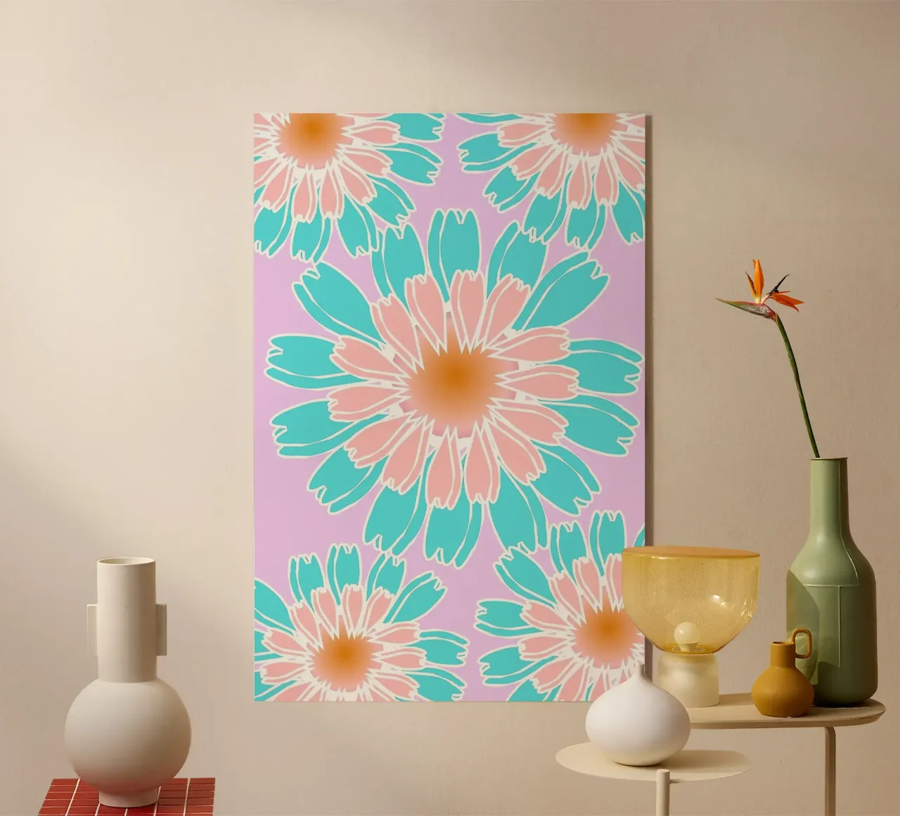 Abstract Hand-Drawn Daisy Pattern plexiglass da Gerarldking Mellisa