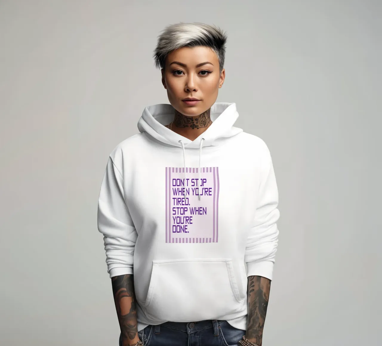 Non fermarsi quando si è stanchi felpa con cappuccio da Mutiaram