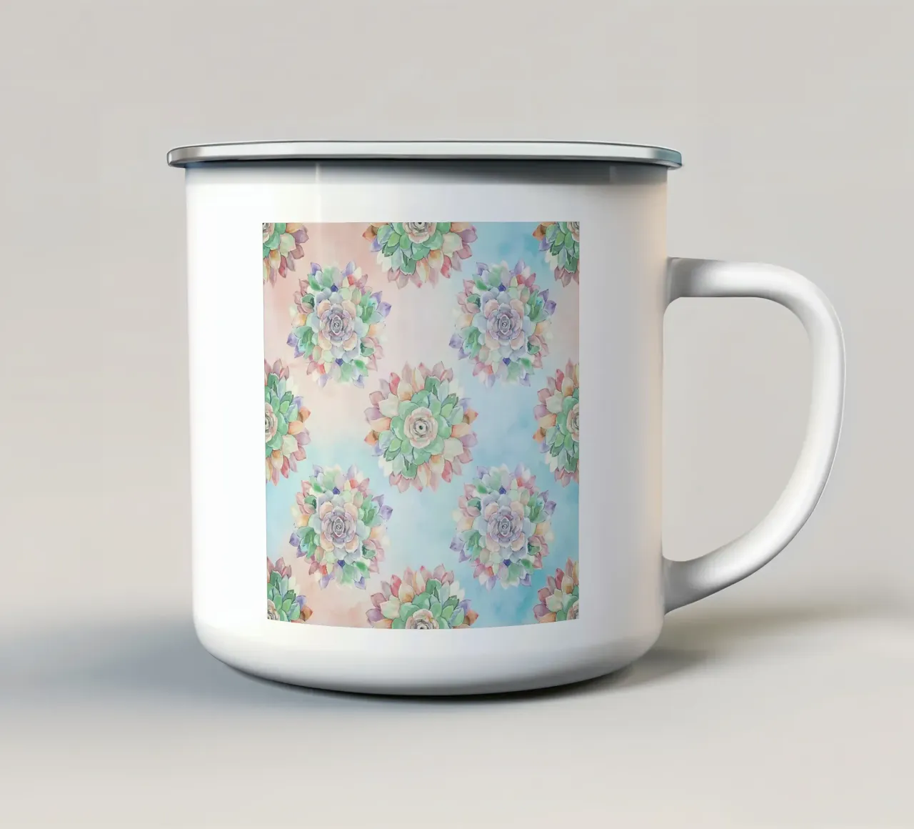 Pastel Echeveria & Aeonium Botanical Design tazza in smalto da Seitz Michelle