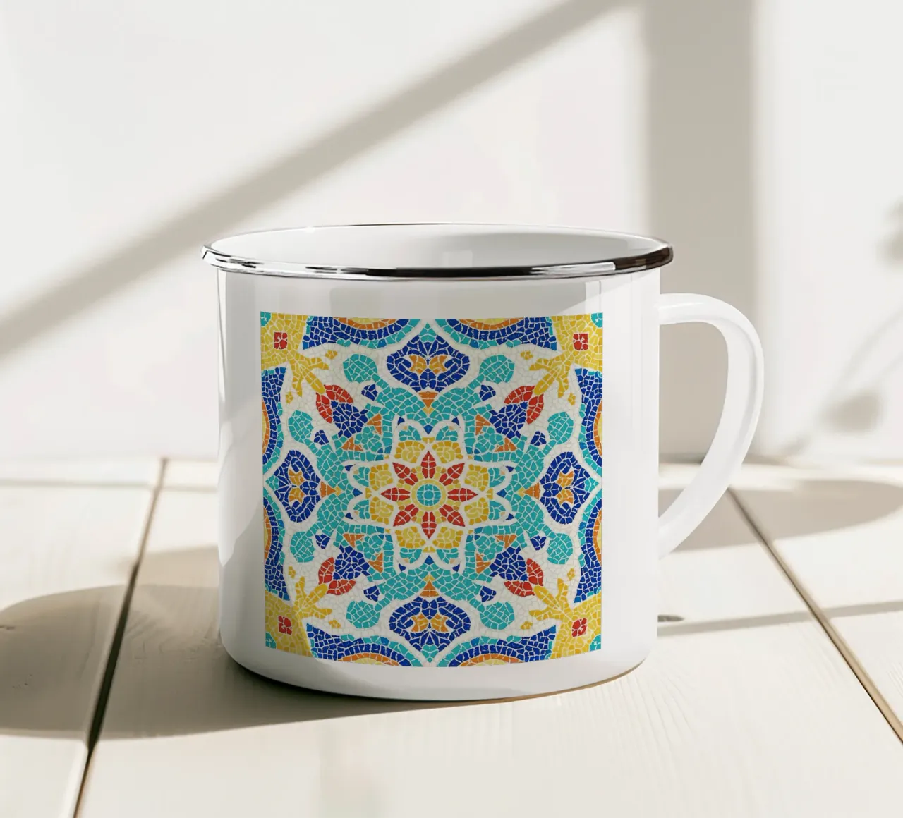 Surreal Portuguese Tile Pattern tazza in smalto da Seitz Michelle