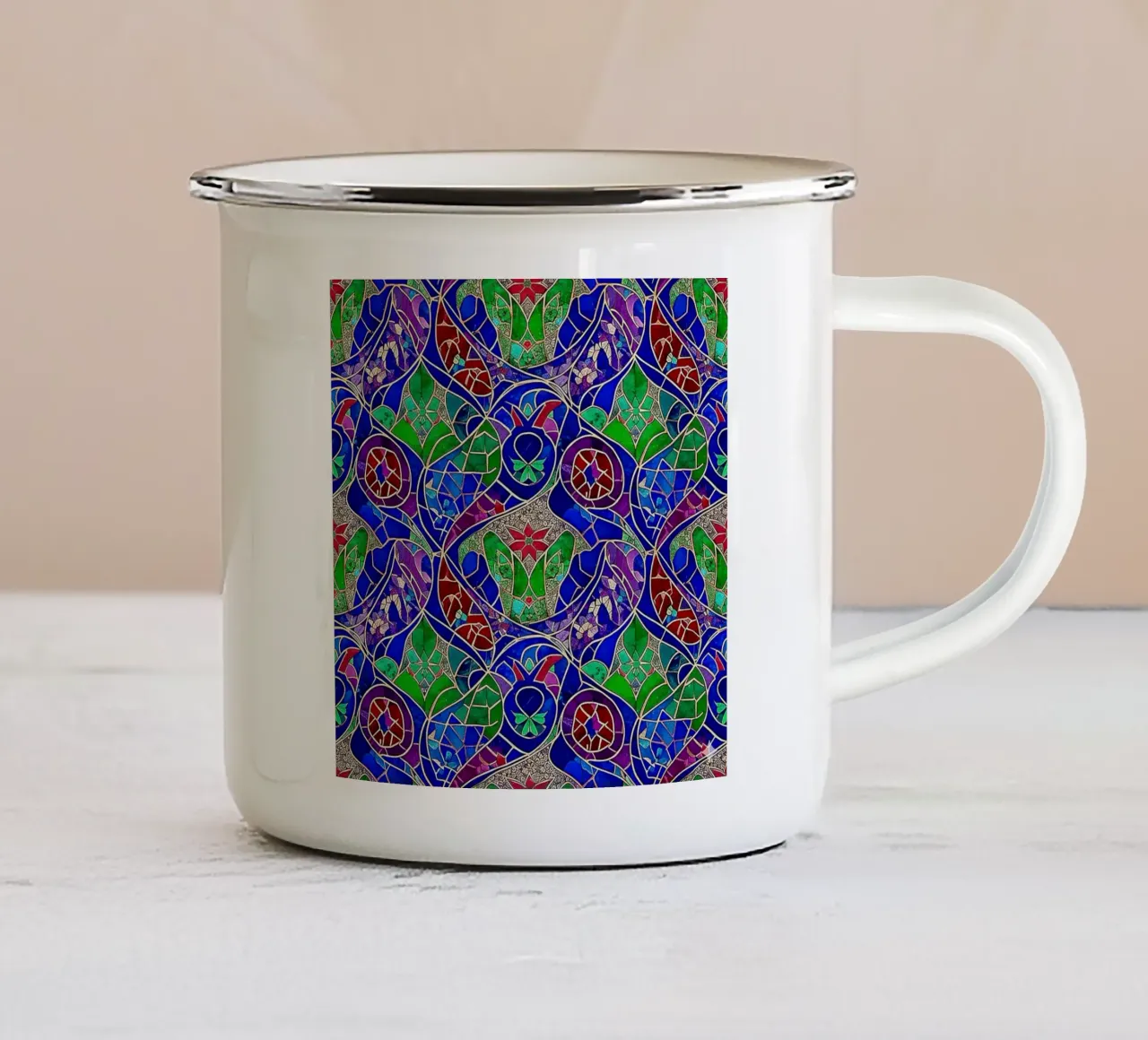 Surreal Stained Glass Pattern tazza in smalto da Seitz Michelle