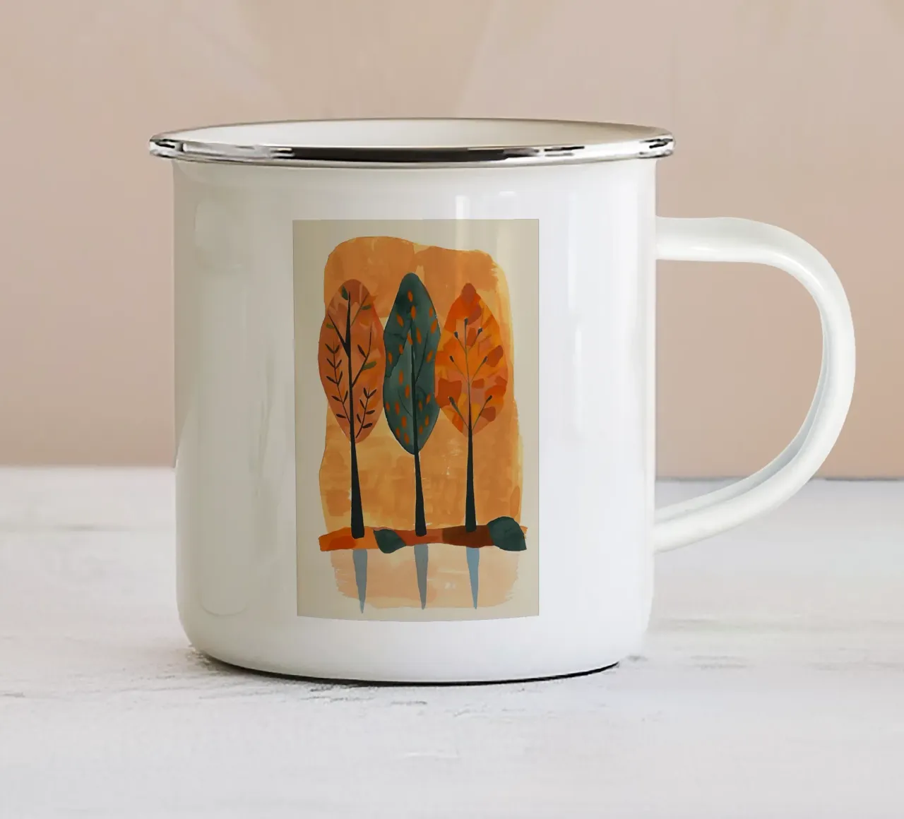 Boschetto d'autunno II tazza in smalto da Sienna Atelier