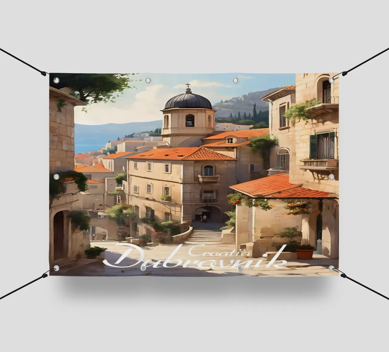 Scena di strada a Dubrovnik telo in pvc da Charnwood Prints