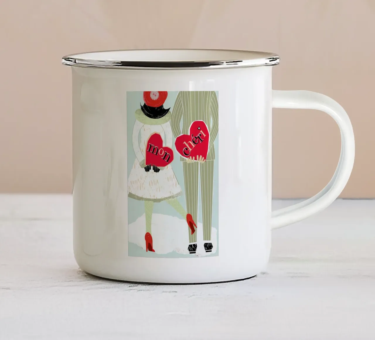 Mon Chéri tazza in smalto da Catherine Aguilar