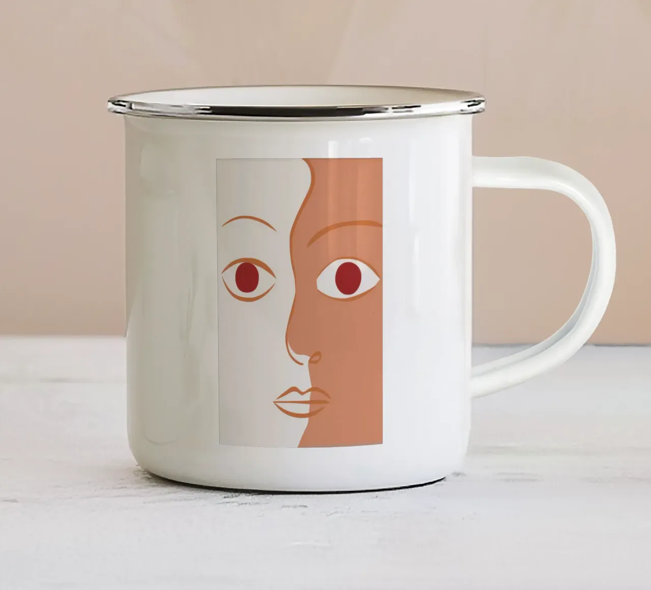 Sguardo minimalista svelato tazza in smalto da Solace Light