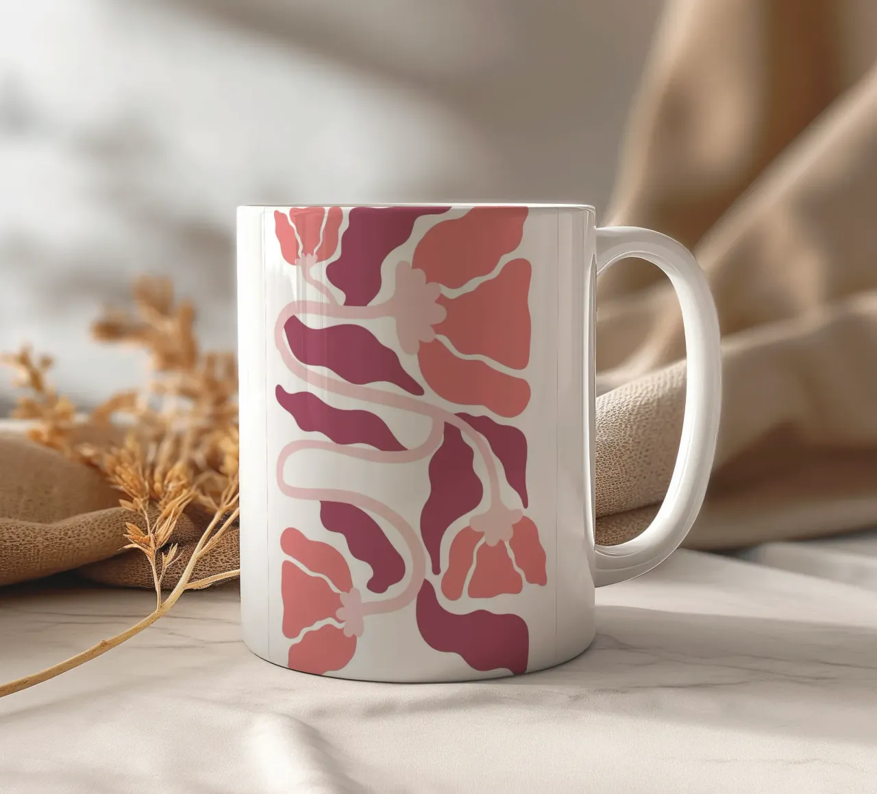 Flusso floreale astratto - Soft Boho Art tazza in ceramica da Cozy Vibes