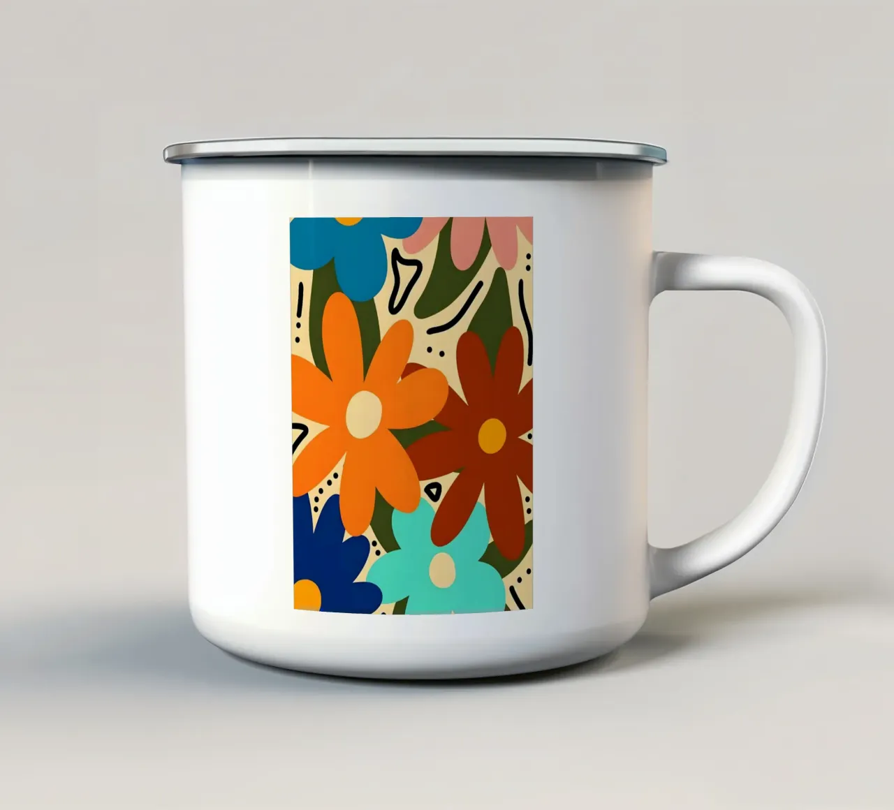 Pop floreale retrò - Arte floreale colorata tazza in smalto da Cozy Vibes