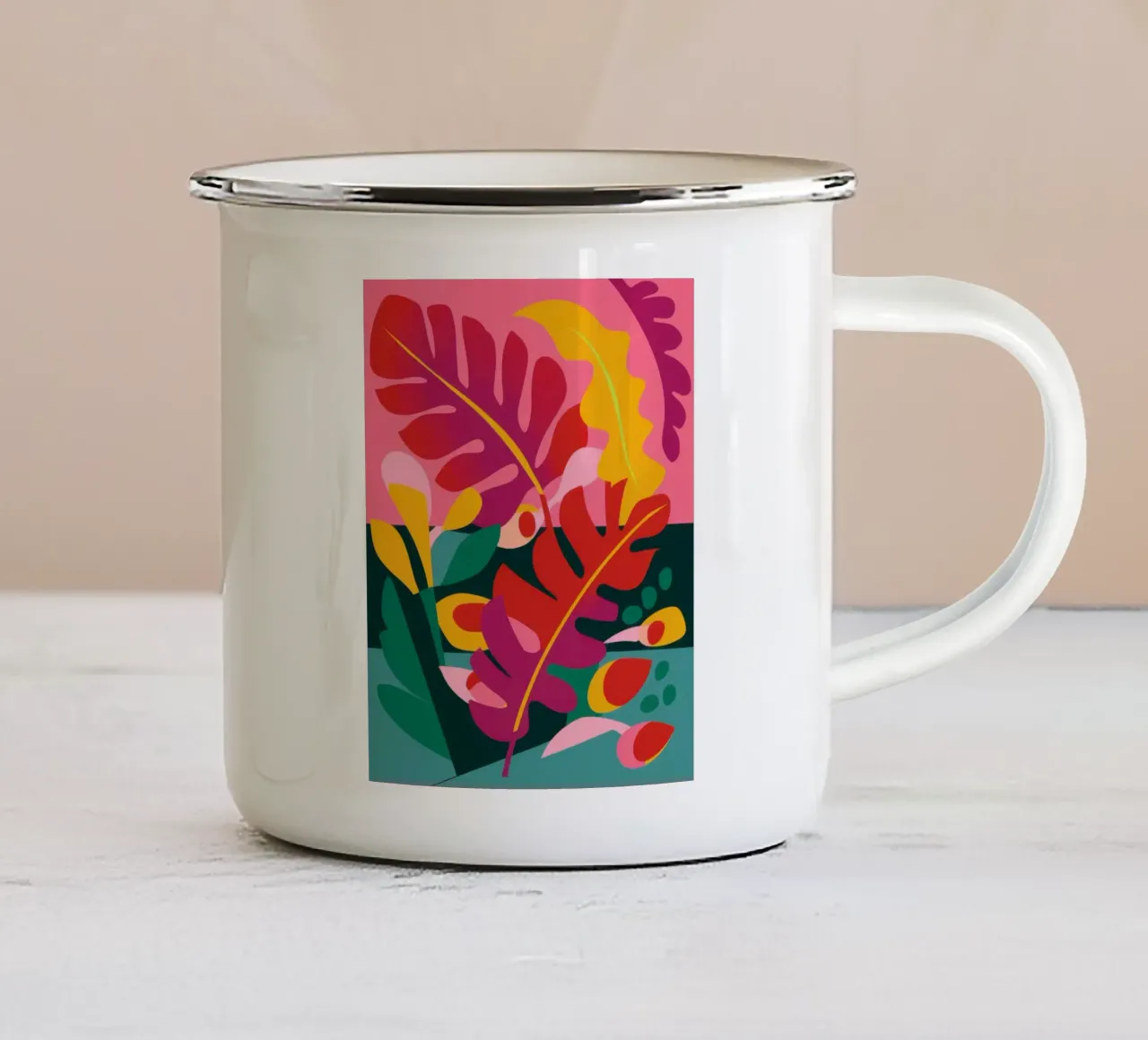 Giungla rossa lussureggiante tazza in smalto da Solace Light