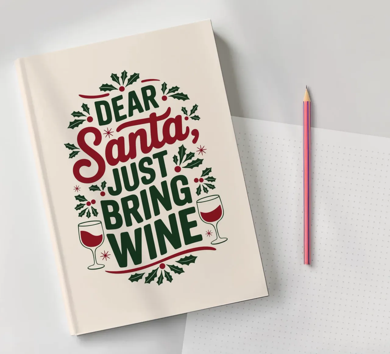 Lieber Weihnachtsmann, bring einfach Wein Notizbuch von Winter Whispers