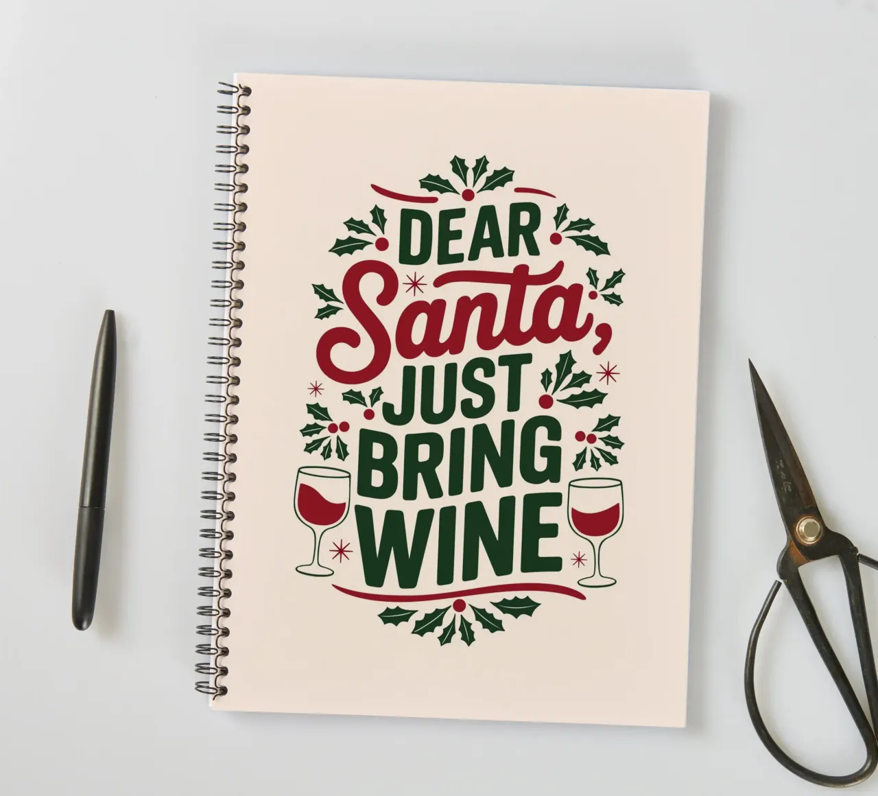 Cher Père Noël, apportez du vin carnet à spirale de Winter Whispers