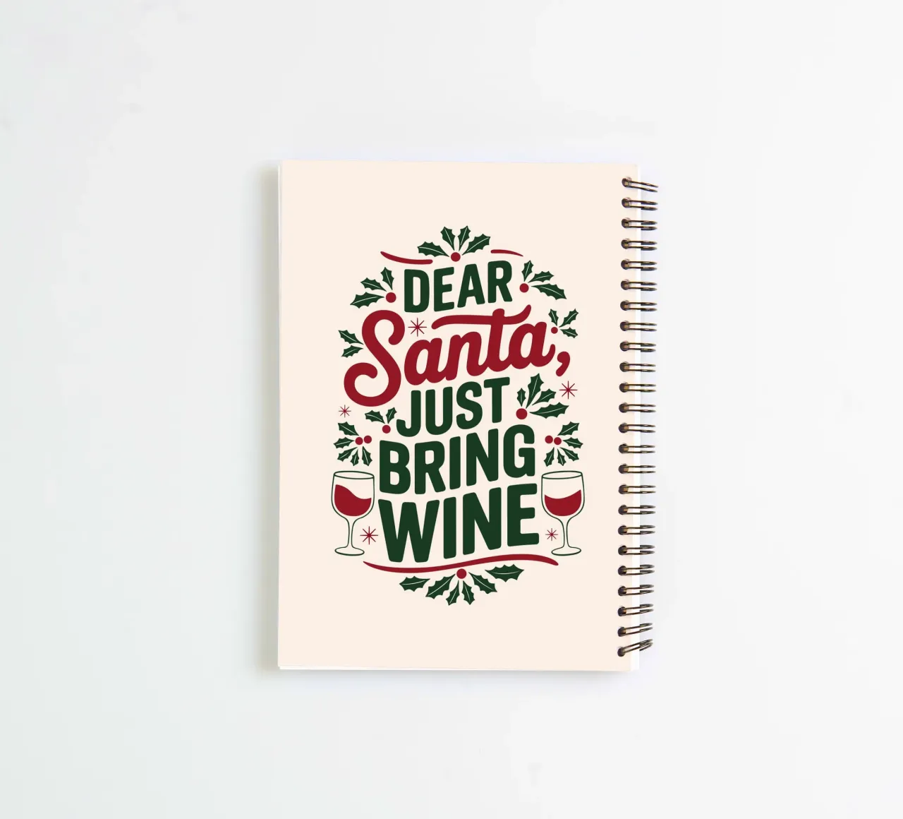 Cher Père Noël, apportez du vin carnet à spirale de Winter Whispers