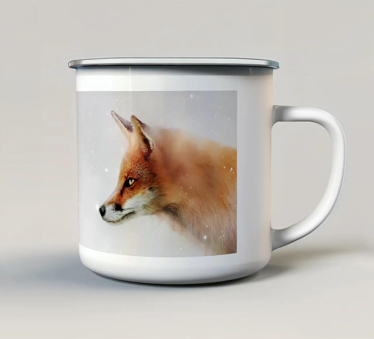 Volpe invernale innevata tazza in smalto da Winter Whispers