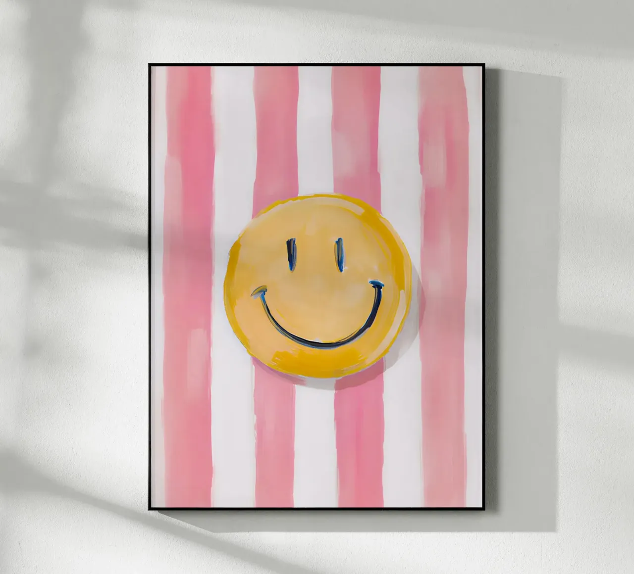 Painterly Smiley on Blush Pink Stripes acrylic glass by Roseberry Design