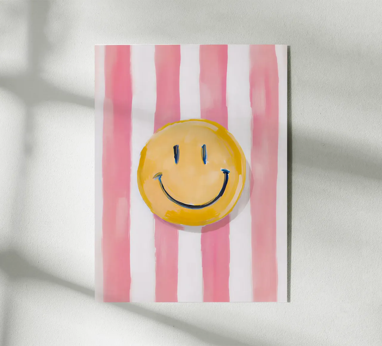 Painterly Smiley on Blush Pink Stripes acrylic glass by Roseberry Design