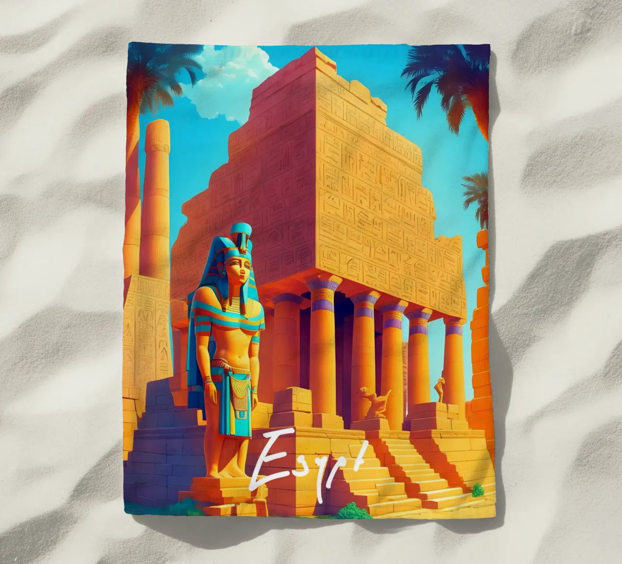 Scena di tempio dell'Antico Egitto telo mare da Charnwood Prints