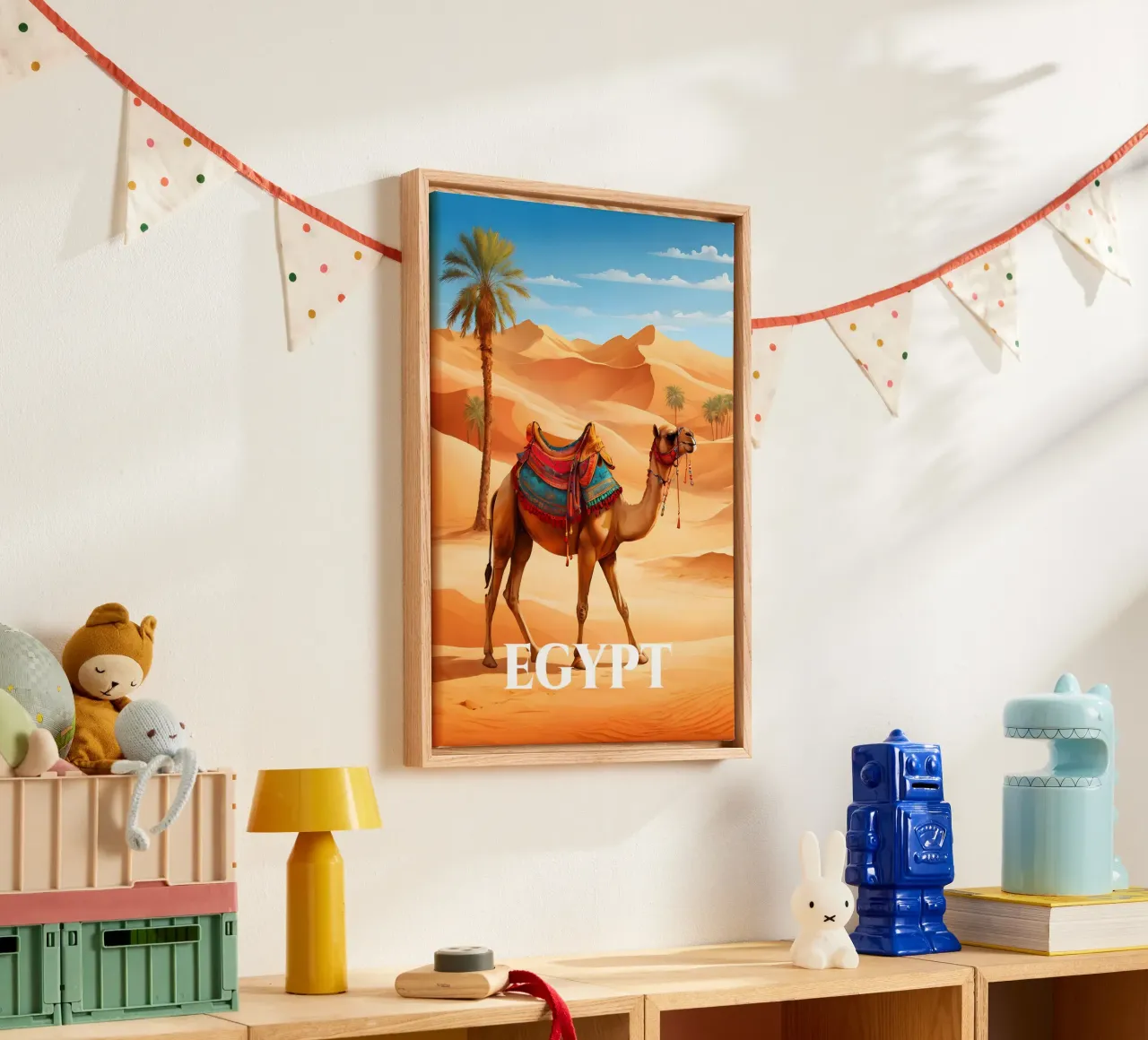 Egypt Camel in the Desert Scene canvas with Floater frame by Charnwood Prints