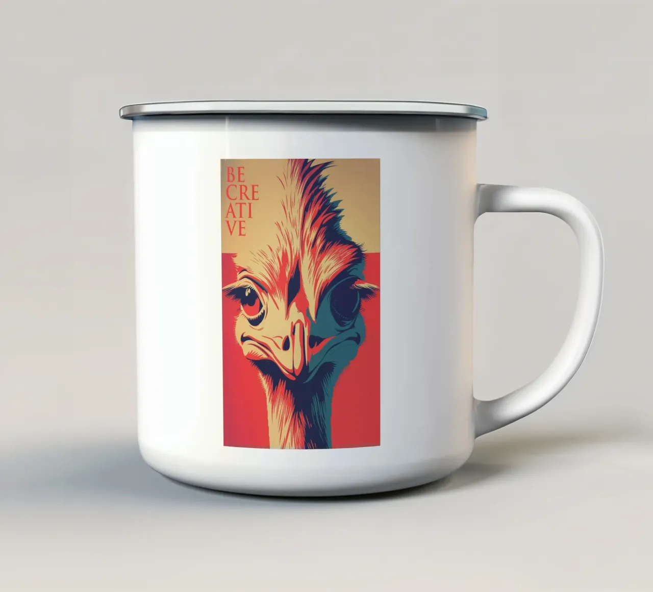 Essere creativi - Ritratto di struzzo eccentrico tazza in smalto da Autofocus