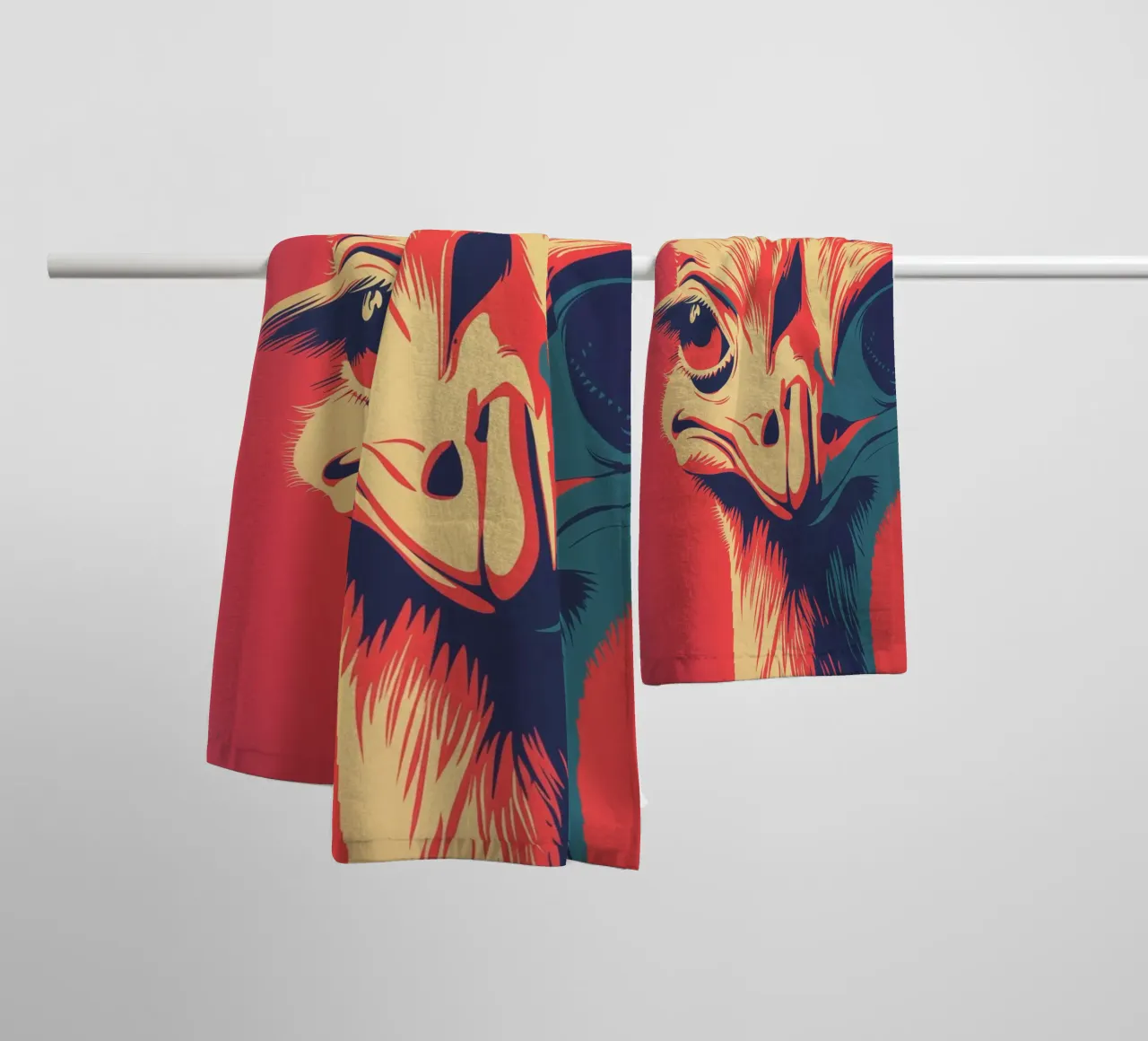 Essere creativi - Ritratto di struzzo eccentrico asciugamano da bagno da Autofocus