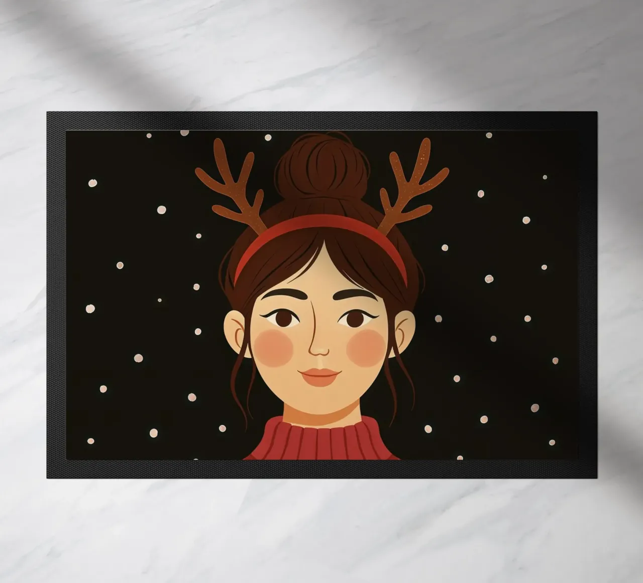 NATALE DONNA CALMA CON IN MANO UNA CIOCCOLATA CALDA zerbino da CHRISTMAS ART