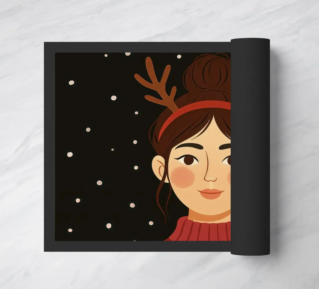 NATALE DONNA CALMA CON IN MANO UNA CIOCCOLATA CALDA zerbino da CHRISTMAS ART