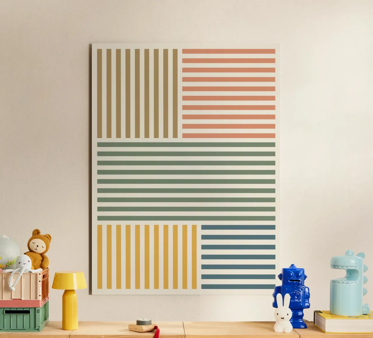 Modello mid mod a righe colorate alluminio dibond da Altruist Studio