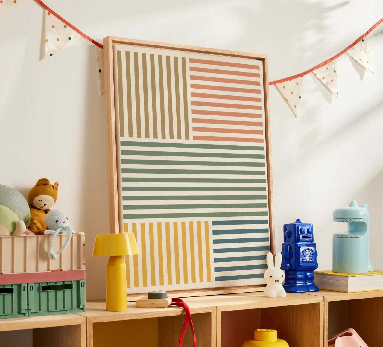 Modello mid mod a righe colorate tela da Altruist Studio