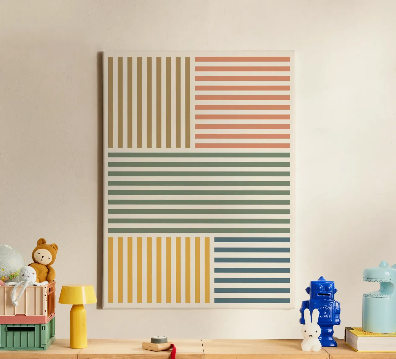 Modello mid mod a righe colorate tela da Altruist Studio