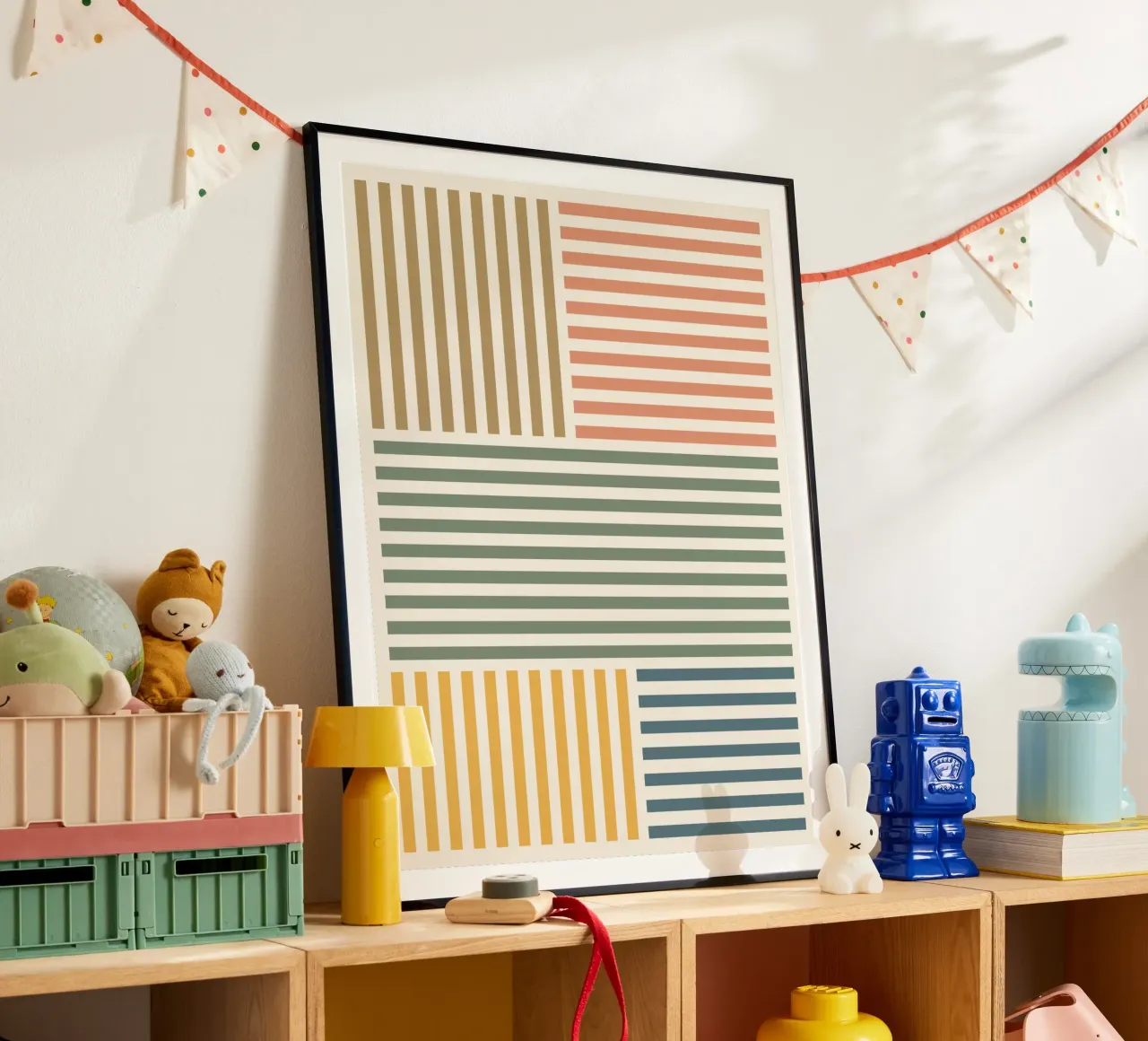 Modello mid mod a righe colorate poster da Altruist Studio