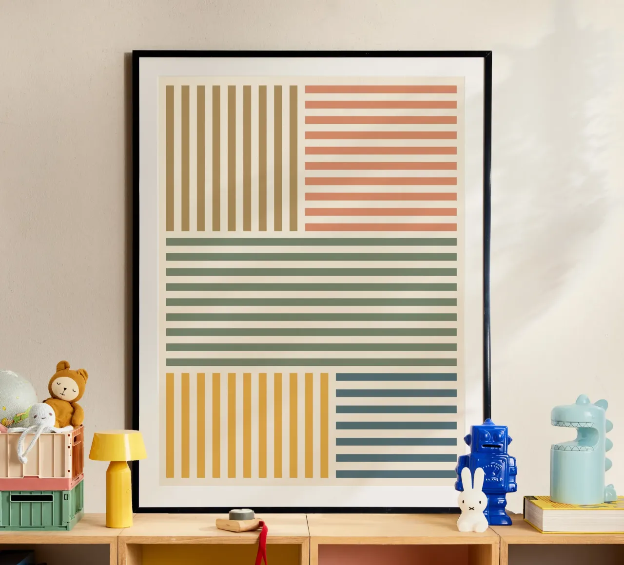 Modello mid mod a righe colorate poster da Altruist Studio