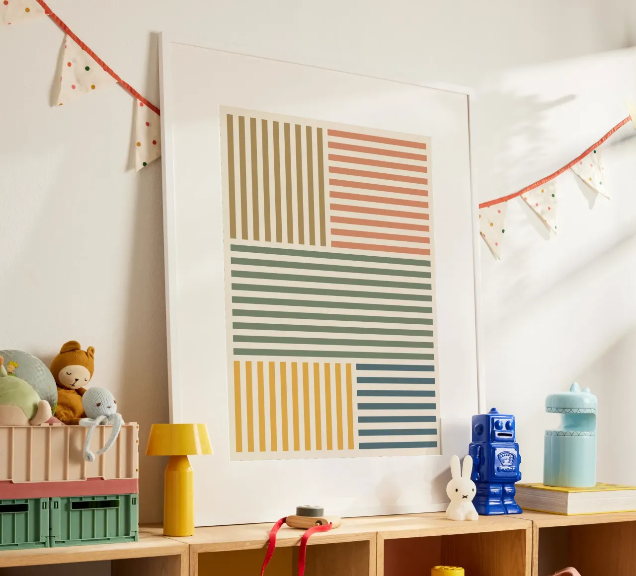 Modello mid mod a righe colorate poster da Altruist Studio