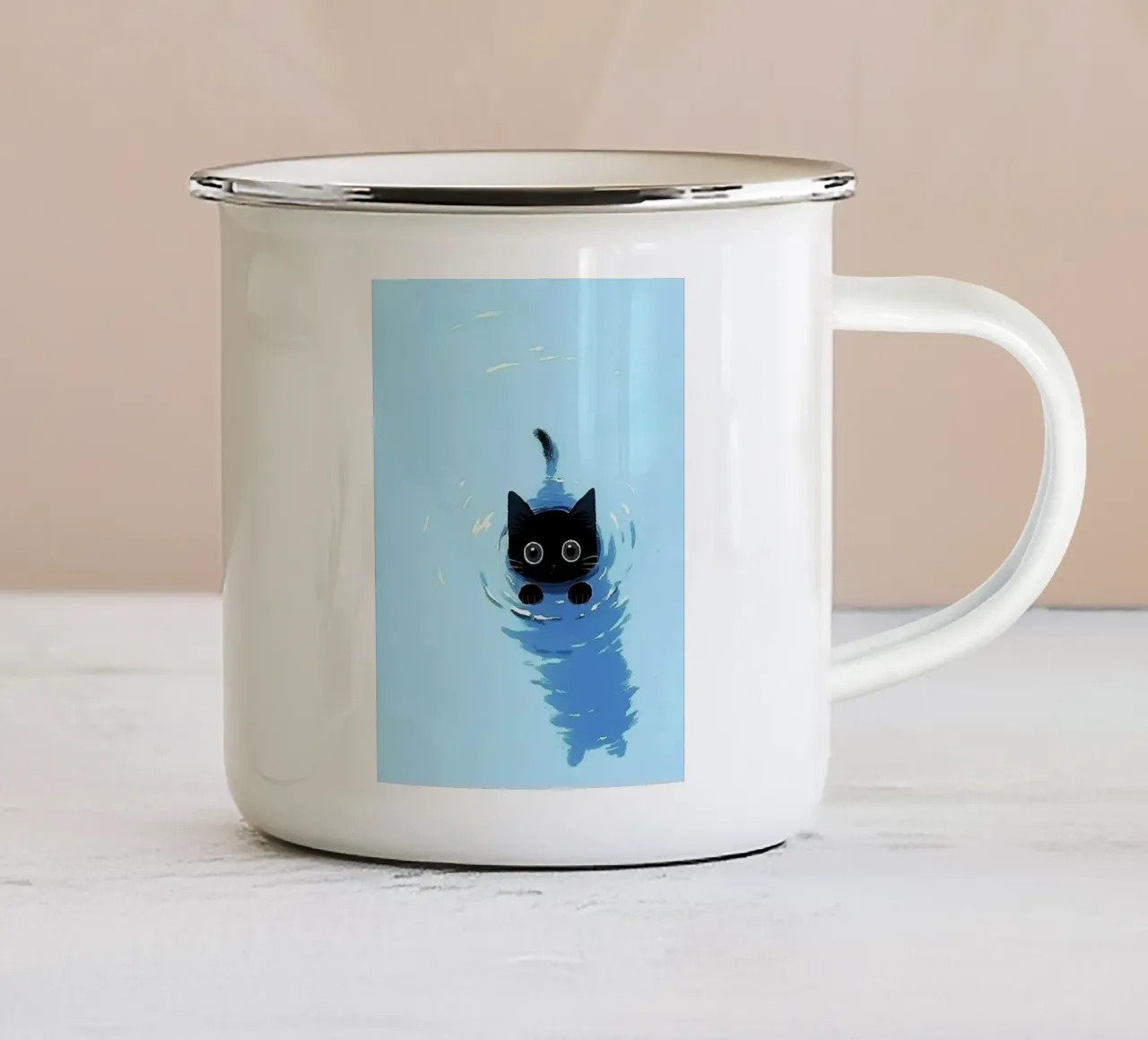 kitty shadow on water tazza in smalto da scoten