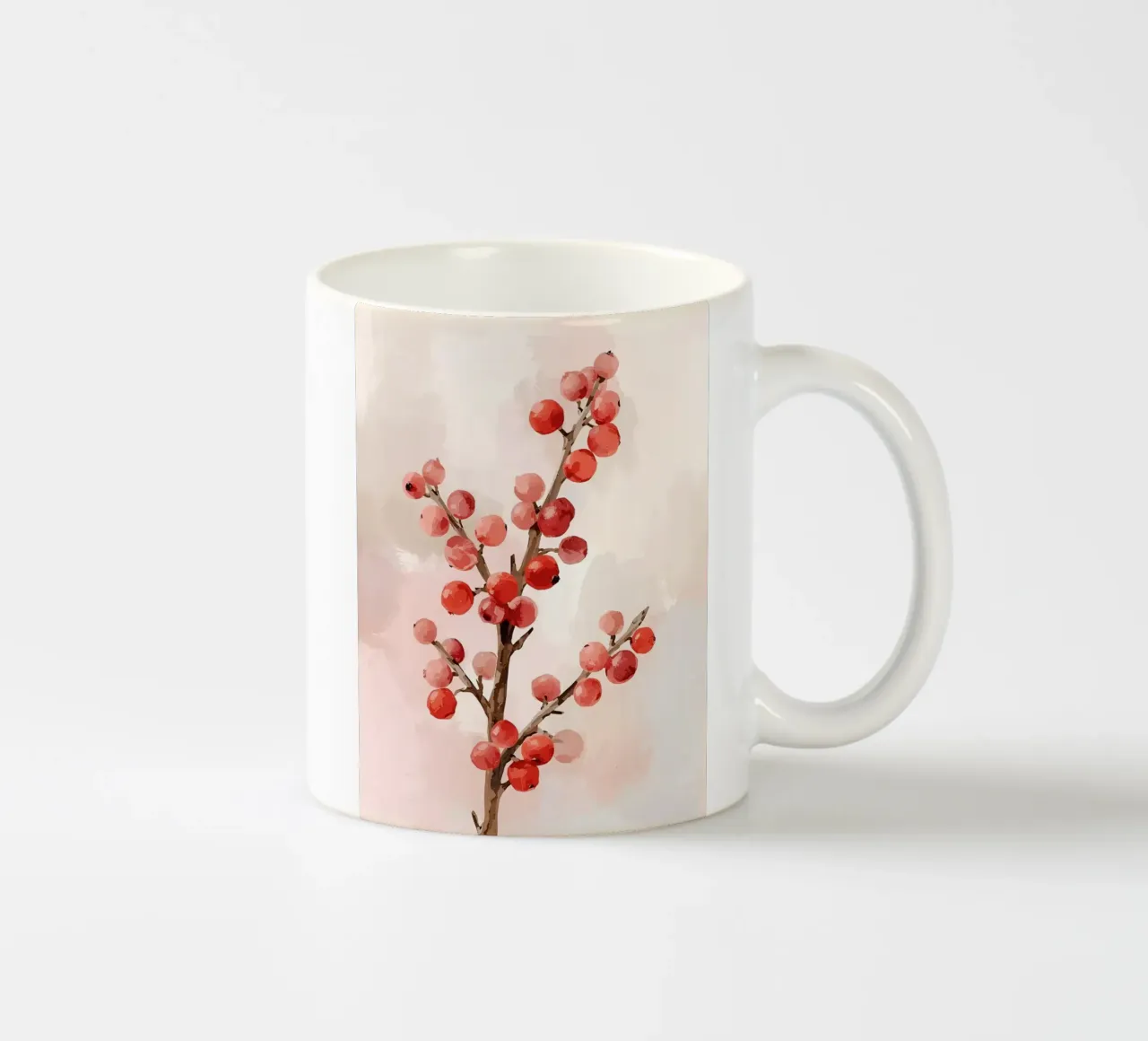 Roter Beerenzweig tazza in ceramica da Ohkimiko