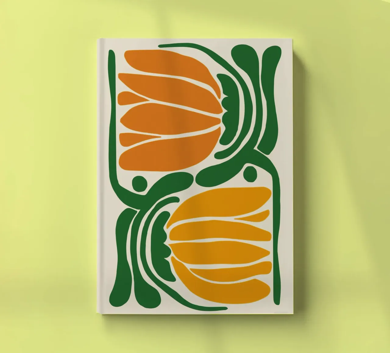 Botanical abstraction in green and orange notebook by Autofocus
